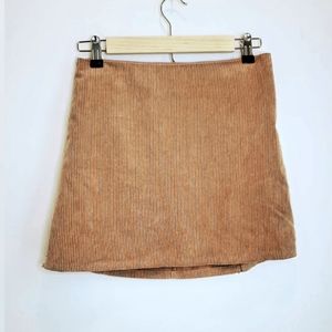 Honey Punch tan corduroy mini skirt